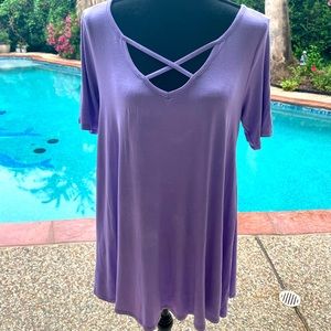 Lavender, short sleeve Top, size 1XL